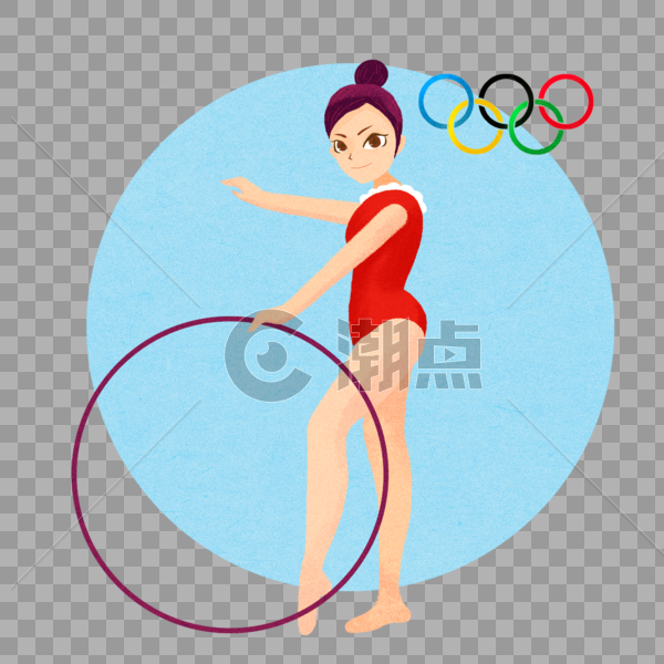 原创手绘奥运体操少女元素图片素材免费下载