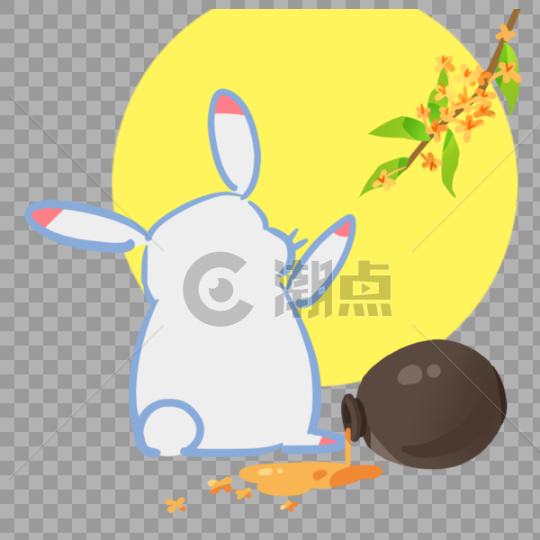 中秋月亮兔子桂花图片素材免费下载