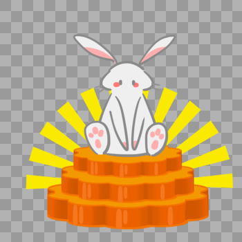中秋兔子月饼堆图片素材免费下载