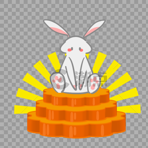 中秋兔子月饼堆图片素材免费下载