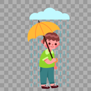 雨伞男孩图片素材免费下载