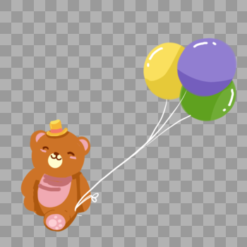 拿着气球的小熊图片素材免费下载