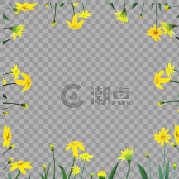 黄色花朵边框插画图片素材免费下载