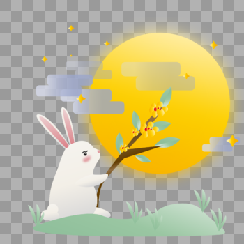 扁平化中秋节月兔矢量插画图片素材免费下载