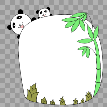手绘卡通动物熊猫竹子竹笋边框图片素材免费下载