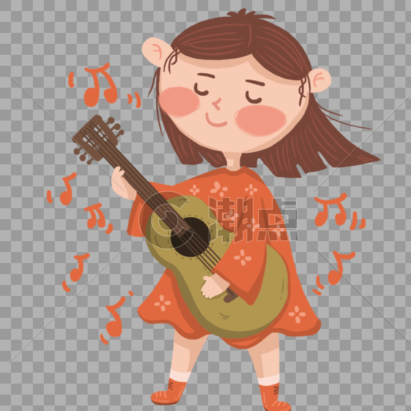 弹吉他的小女孩图片素材免费下载