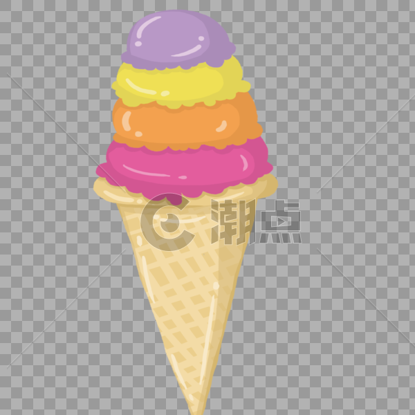 手绘彩色多层冰淇淋甜筒图片素材免费下载