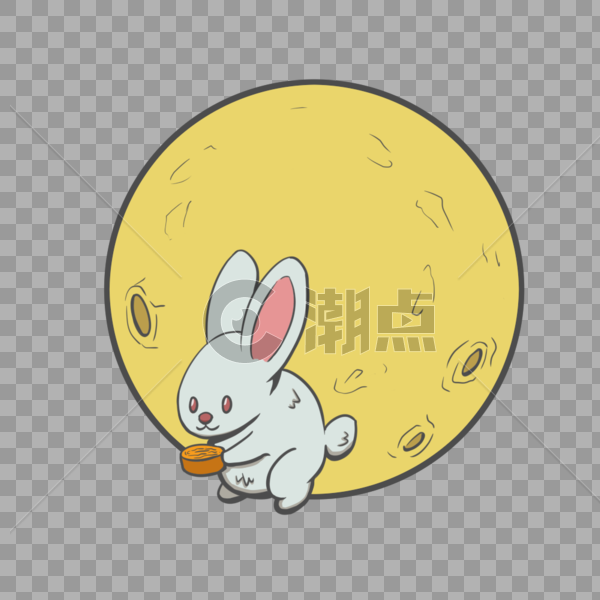 中秋节准备吃月饼的小兔子图片素材免费下载