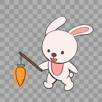 中秋节提萝卜灯笼的兔子图片素材免费下载
