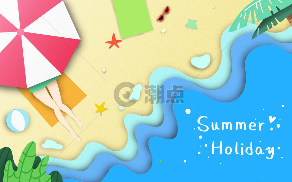 暑假海边沙滩图片素材免费下载