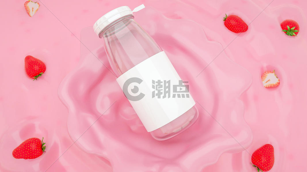 草莓酸奶包装样机场景图片素材免费下载