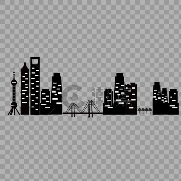 AI矢量图黑白平面建筑城市建筑图片素材免费下载