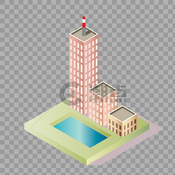 AI矢量图2.5D建筑家园城市楼房建筑图片素材免费下载