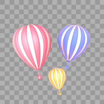 立体漂浮热气球插图图片素材免费下载