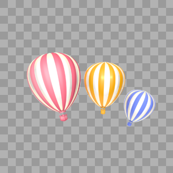 立体三个热气球插图图片素材免费下载