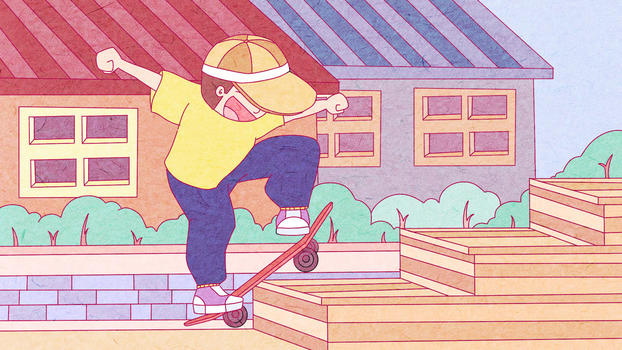 暑假生活玩滑板插画图片素材免费下载