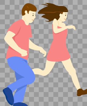 快乐奔跑的情侣图片素材免费下载