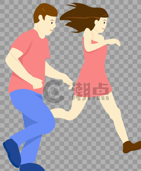 快乐奔跑的情侣图片素材免费下载