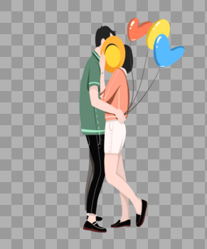拿气球的情侣图片素材免费下载