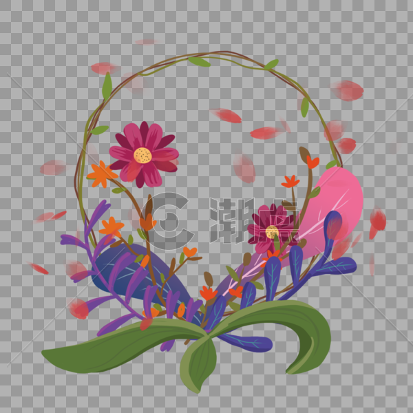 唯美花卉圆形边框图片素材免费下载