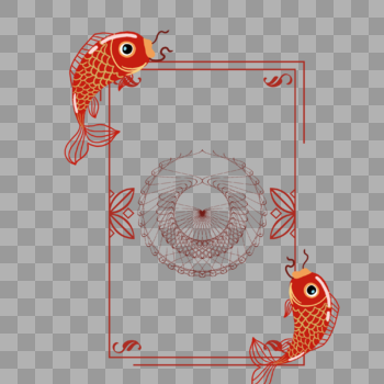 红色锦鲤边框装饰图片素材免费下载