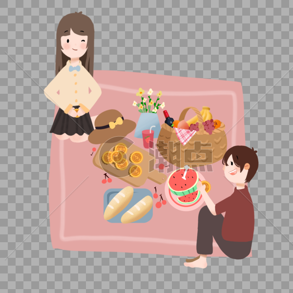 中秋节月饼野餐情侣图片素材免费下载