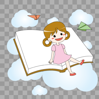 开学季爱读书的小女孩图片素材免费下载