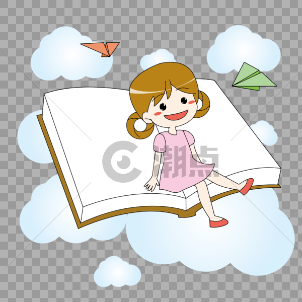 开学季爱读书的小女孩图片素材免费下载