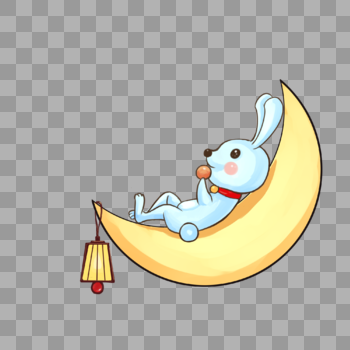 月亮上吃月饼的兔子图片素材免费下载