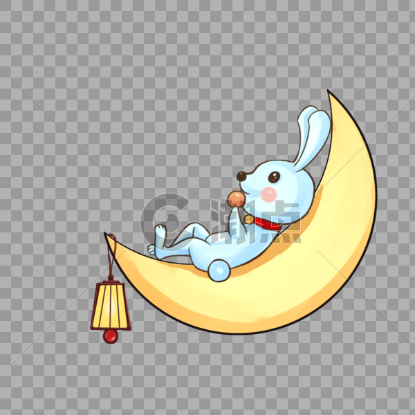 月亮上吃月饼的兔子图片素材免费下载