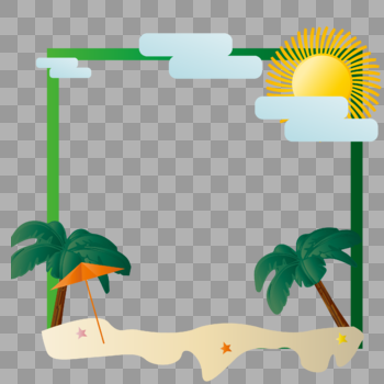 夏日沙滩椰树矢量边框图片素材免费下载