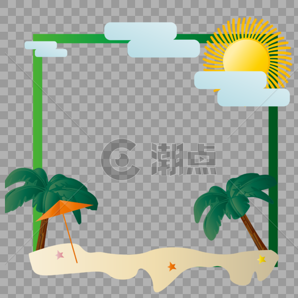夏日沙滩椰树矢量边框图片素材免费下载