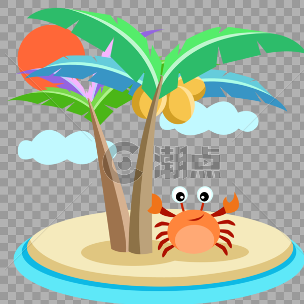 椰子树与螃蟹图片素材免费下载