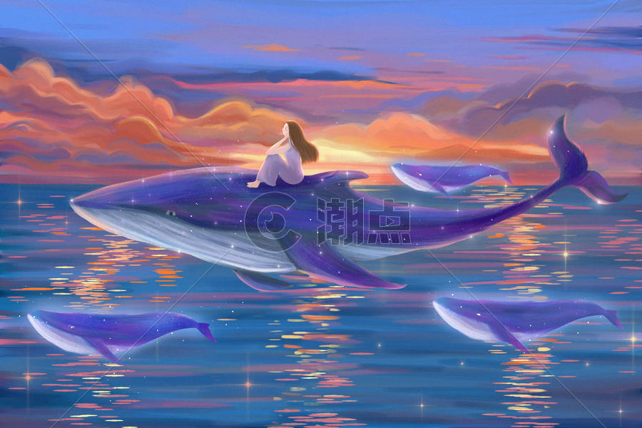 鲸鱼插画图片素材免费下载