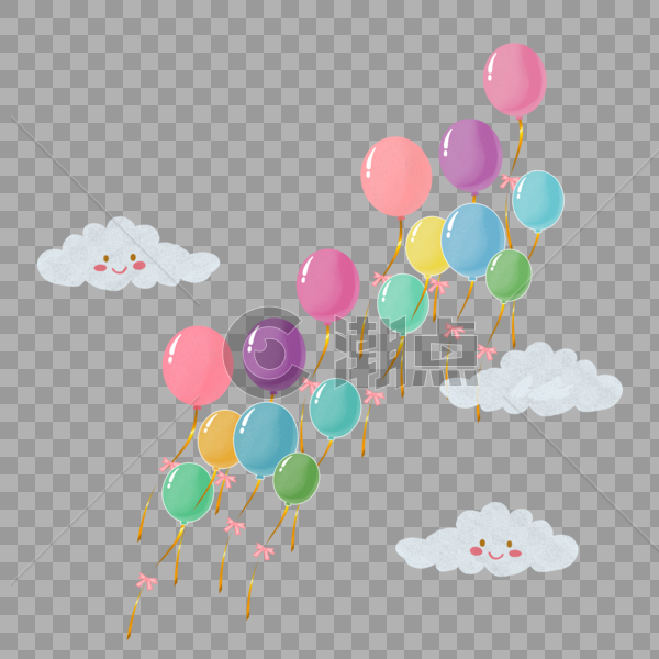 彩色的蝴蝶结气球图片素材免费下载