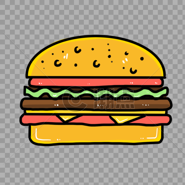 卡通高热量汉堡图片素材免费下载