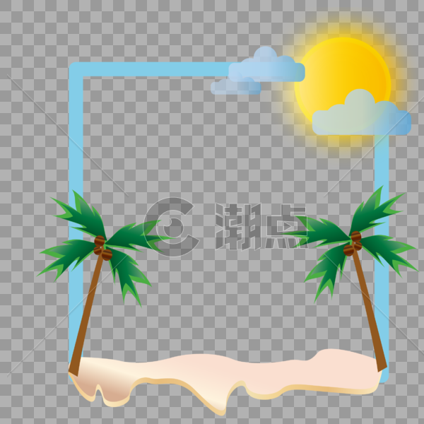 夏日椰树沙滩边框图片素材免费下载