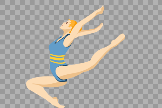 体操运动员跳跃起来图片素材免费下载