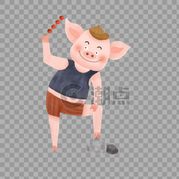 卡通小猪吃糖葫芦图片素材免费下载