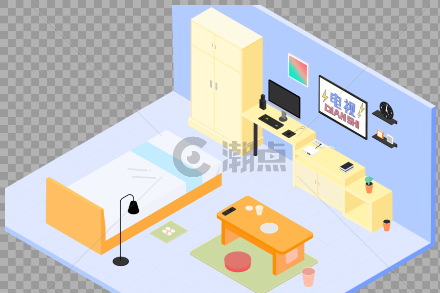家具2.5d插画图片素材免费下载