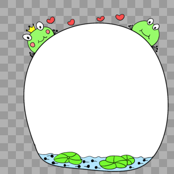 手绘卡通青蛙蝌蚪边框图片素材免费下载