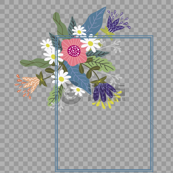 花儿边框一朵朵花图片素材免费下载