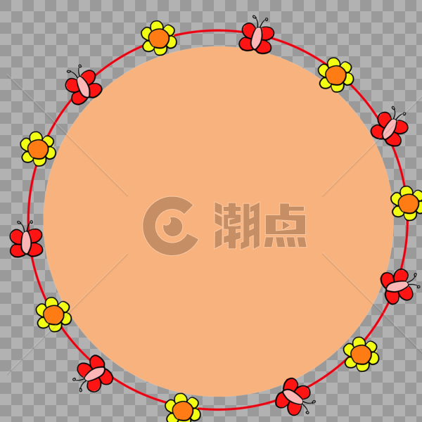 手绘卡通蝴蝶小花边框对话框图片素材免费下载