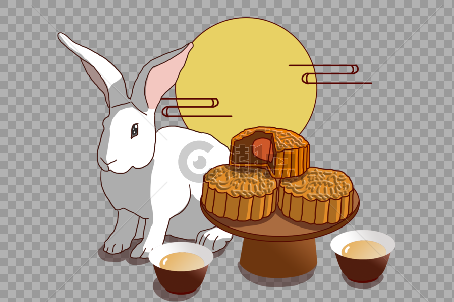 中秋节月饼与玉兔图片素材免费下载