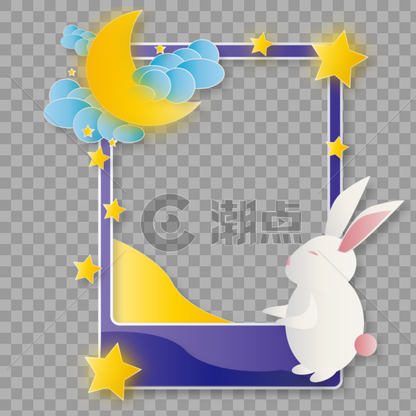 扁平化中秋节月兔装饰边框图片素材免费下载