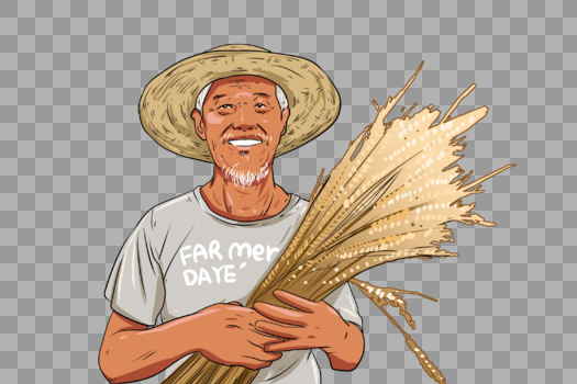 抱着麦穗的农民图片素材免费下载
