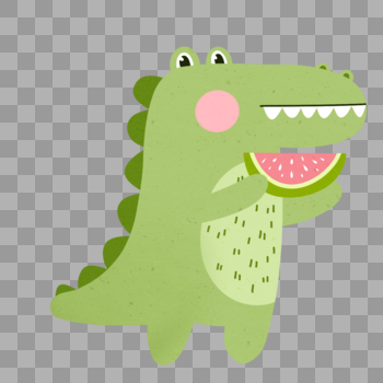 吃西瓜的鳄鱼图片素材免费下载