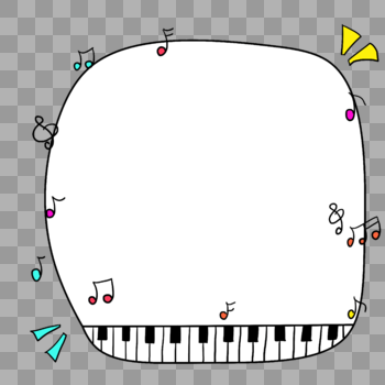 手绘卡通钢琴音符边框对话框图片素材免费下载