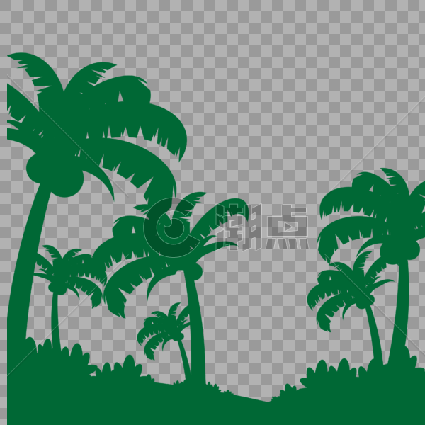 椰树植物剪影图片素材免费下载