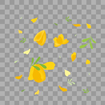 黄色花朵叶子漂浮素材图片素材免费下载